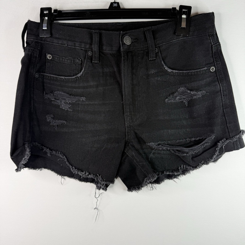 American Eagle Black Cut Off Shorts Womens Size 6 Distressed